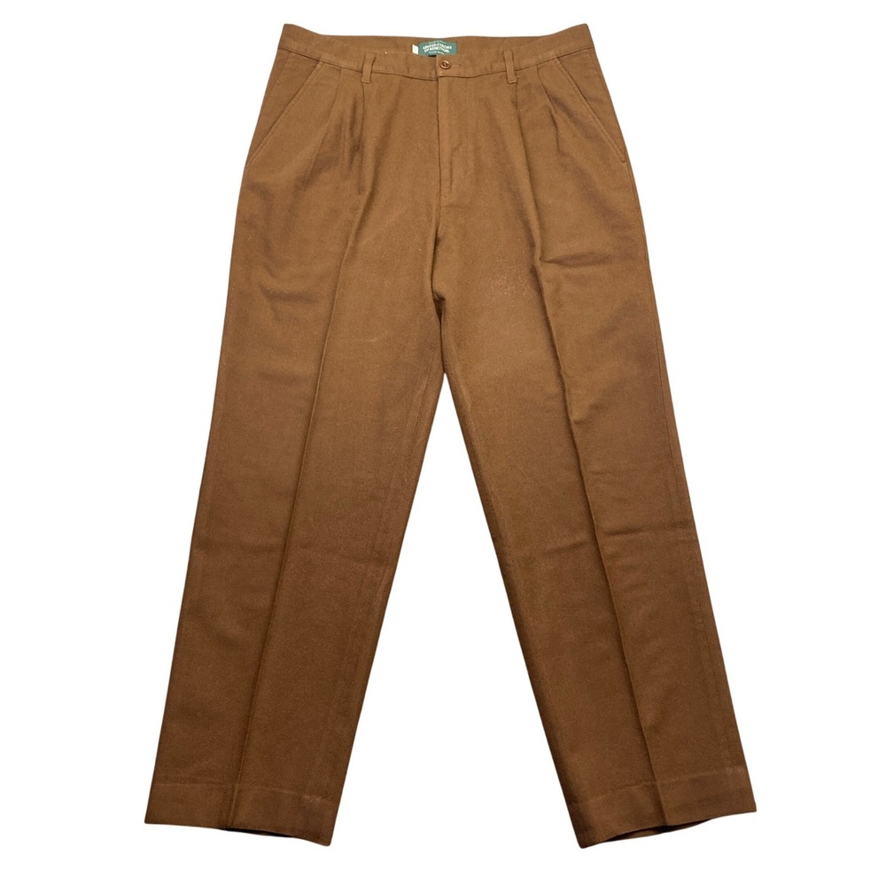 United Colors of Benetton Vintage Brown Virgin Wool Pleated Trousers Italy Sz 52